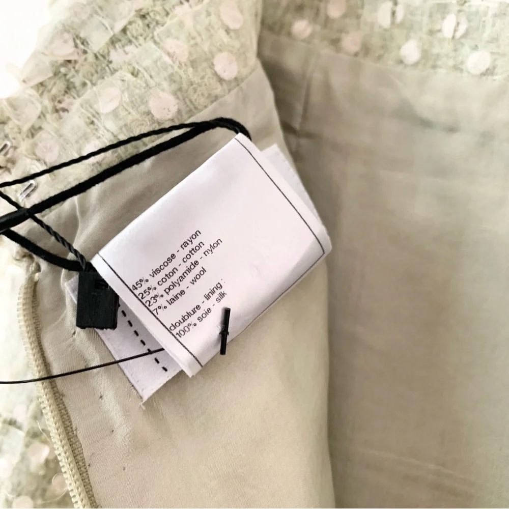New Chanel pastel green tweed ribbon skirt